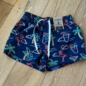 Chubbies Navy Shorts with Neon Tropical Design XS 4” inseam